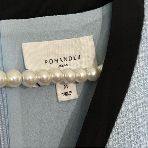 Tuckernuck Pomander Place Light Blue Coco Tweed Bow Dress SIZE MEDIUM - Picture 5 of 9